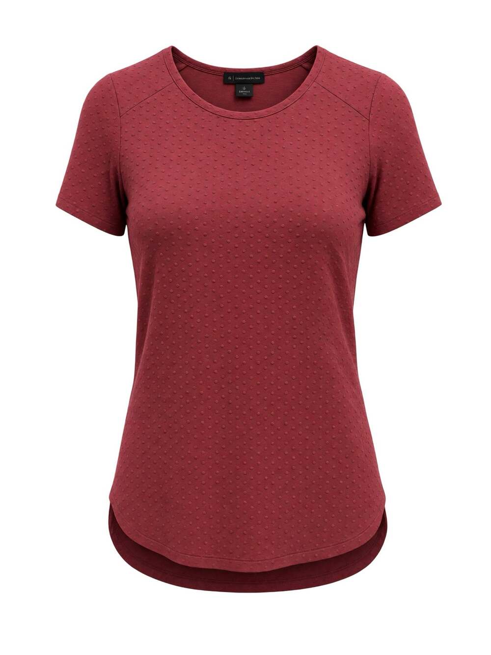 Adrianna Papelll Women's S Red Swiss Dot Slit Side Short Sleeve Crewneck Tee